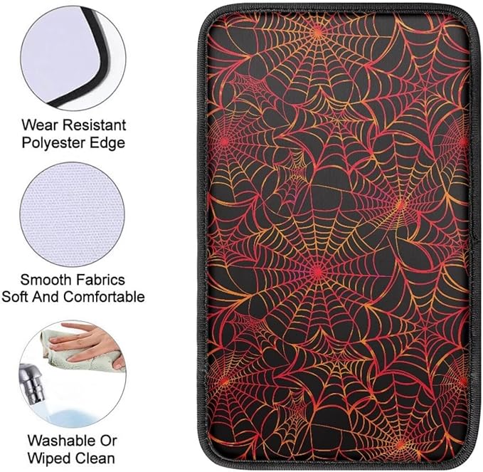 Mintutlipy Red Spider Web Car Center Console Cover Car Seat Box Cover Anti-Scratch Dust Proof Armrest Protector for Pets Dogs Carts