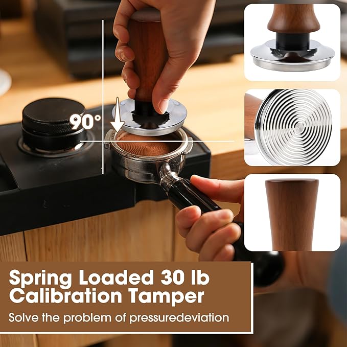 58mm Spring Loaded Espresso Tamper Kit with WDT Tool Dosing Ring and Tamping Mat for 58mm Portafilter Home Coffee Machines