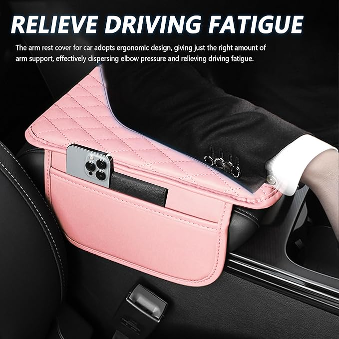 Car Center Console Cover for Hummer H2 2003-2009, Car Armrest Cover Cushion Arm Rest Cover Auto Interior Arm Rest Seat Box Pad Accessories,Pink