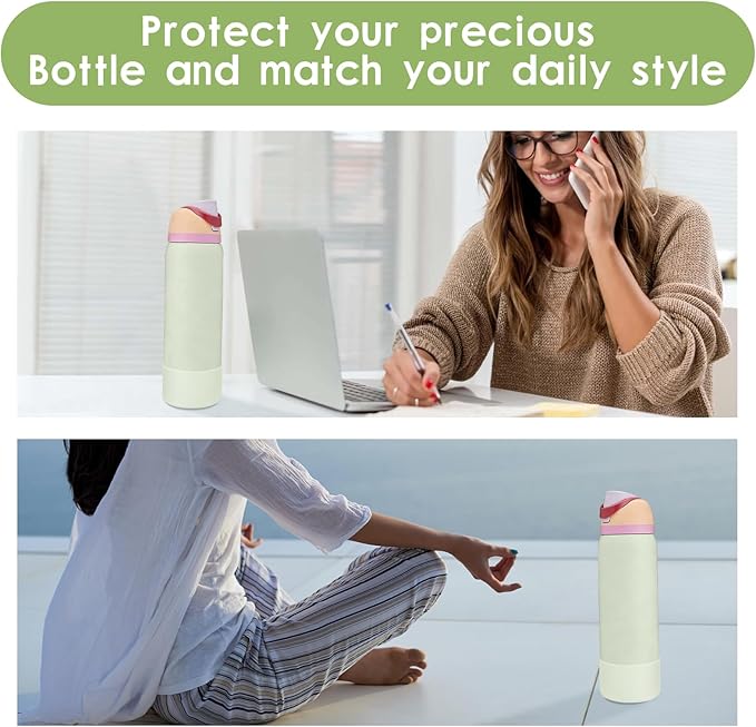 2PCS Silicone Water Bottle Boot, Compatible with Owala 24oz 32oz 40oz, Protective Anti-Scratch & Anti-Dent No Noise Sleeve Cover for FreeSip/Twist/Flip Water Bottles (Coastal Mist, 32oz)