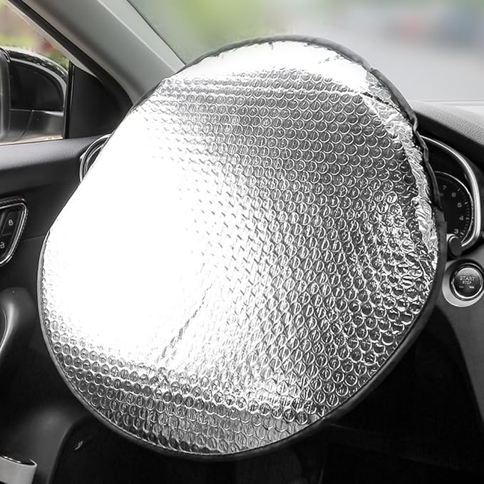 Steering Wheel Sun Shade Cover, Cooling Steering Wheel Cover, Anti-Heat Aluminum Foil Steering Wheel Cover, Steering Wheel Sun Block, Steering Wheel Covers Car Accessories for Cars, Trucks, SUVs