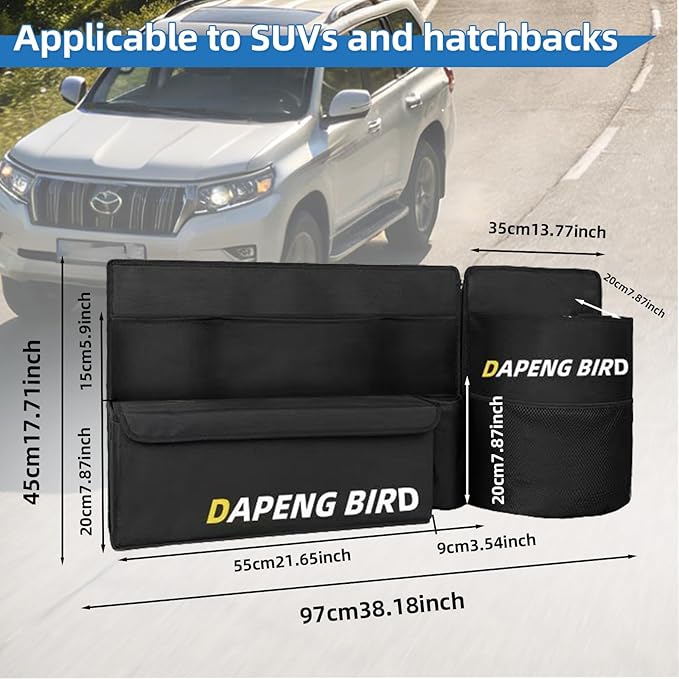 Deluxe Car Trunk Organizer For SUV, Backseat Hanging Large Storage With Collapsible And Multiple Pockets For Storage Car Trunk Storage Box Sturdy Space Saver Frees Trunk -Internal waterproofing