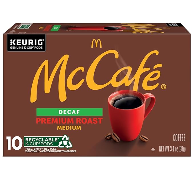 McCafe Premium Roast Decaf Coffee, Single Serve Keurig K-Cup Pods, Decaffeinated, 60 Count, (6 Packs of 10)