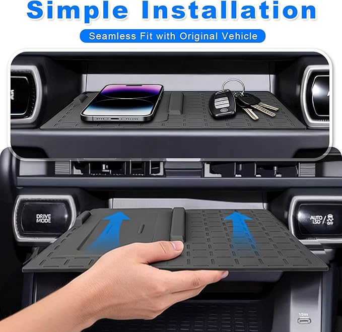 Car Center Console Wireless Charging Mat for Toyota RAV4 2026, Console Charger Silicone Protective Non-Slip Pad Anti-Dust Liner for Toyota RAV4 XSE GR Sport Hybrid Limited XLE Accessories(black)