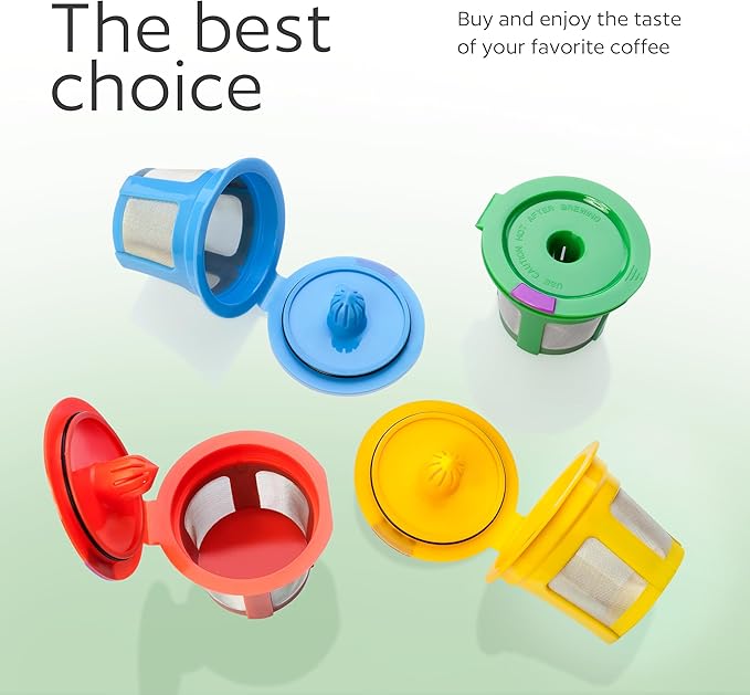 4 Pack Reusable K Cups for Keurig Coffee Makers – BPA-Free Refillable Coffee Pods, 4 Colors – Compatible with Keurig Brewers