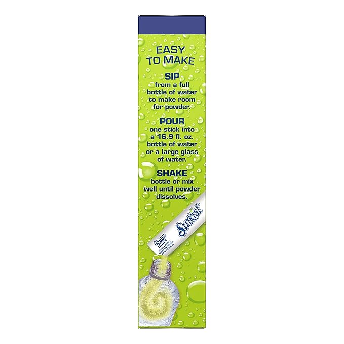 Sunkist Singles-To-Go Drink Mix, Lemon-Lime, Non-Carbonated, Low-Calorie, Zero Sugar, 6 CT in each box (Pack of 6)