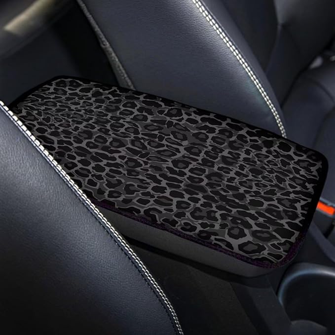 Black Wild Cheetah Print Center Console Cover,Universal Armrest Cover for SUV Truck