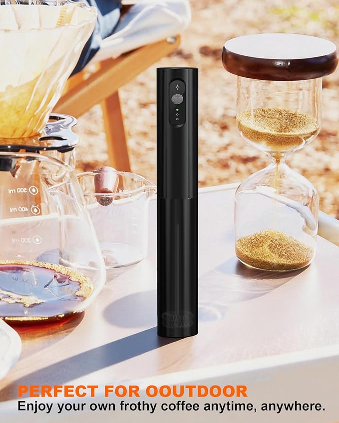 Rechargeable Milk Frother With Cover, Handheld 3-Speed Coffee Frother, Dual Spring Whisk Electric Frother Wand For Coffee, Latte, Cappuccino, Frappe Drink, Hot Chocolate, Black