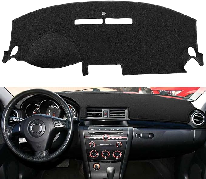 Yiz Dash Cover Mat Custom Fit for Mazda 3 / Mazda 3 Sport Without Raised Screen Dashboard Cover Pad Cap Carpet Protector J256 (Black)