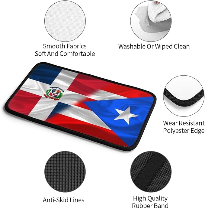 Auto Center Console Pad Puerto Rico Porto Rico Puerto Rican and Dominican Republic Flag Wavy Car Armrest Cover Armrest Seat Handrail Box Cover Cushion Universal Decoration Protector Accessories