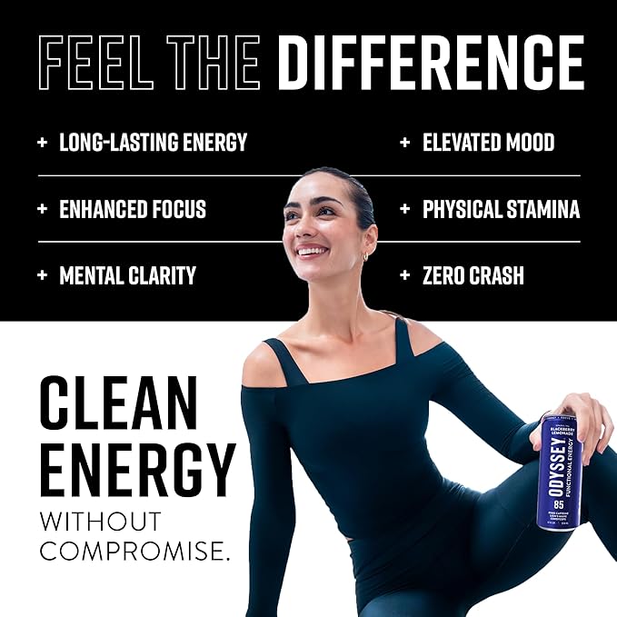 Odyssey Functional Energy Drink for Focus, Cognition & Mood Support 12 Pack - Adaptogenic Drink with 85mg Green Tea Caffeine, Lion’s Mane, Cordyceps, L-Theanine & Ginseng, Variety Pack