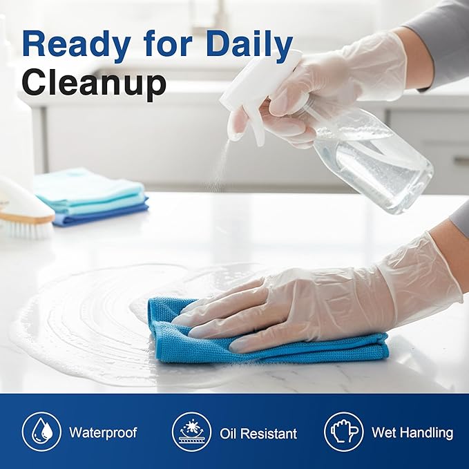 Schneider Clear Vinyl Exam Gloves, Latex-Free, Disposable Medical Gloves, Cleaning Gloves, Food Safe, Powder-Free, 4 mil