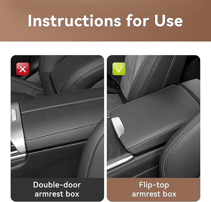Car Armrest Cushion, Leather Soft Vehicle Center Console Cover with 2 Storage Bag, Breathable Automotive Interior Arm Rest Protection Pad Accessories, Universal for SUV Sedan Truck(Orange)