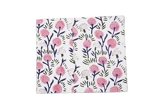 3.3 Gallon Cotton Hand Block Printed Paper Waste Basket |Small Decorative Trash Can for Housewarming Gifts in Living Room, Bedroom, Bathroom | Eco-Friendly, Plastic-Free (1, White Pink FLOWAR)