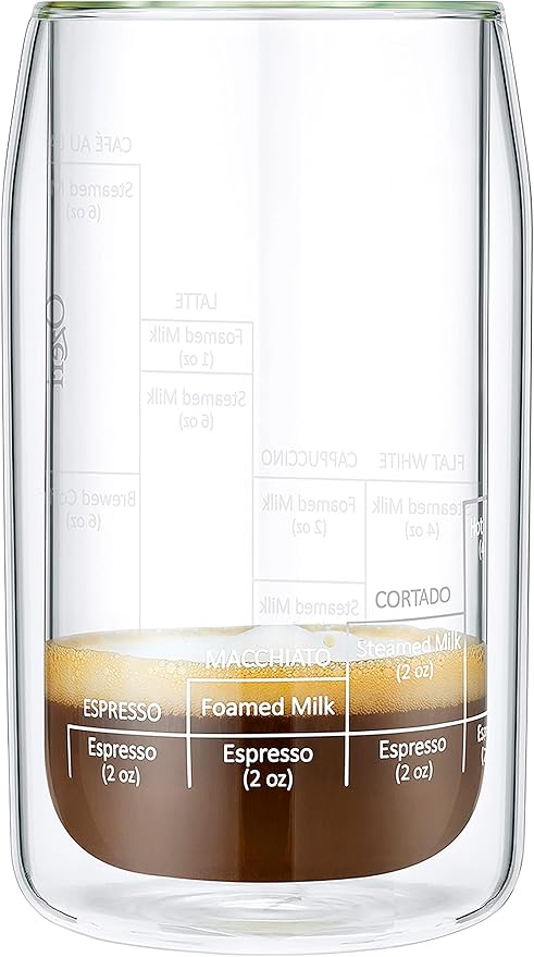 Ozeri Moderna Artisan Series Double Wall Barista Coffee Glass, 15 oz, Clear