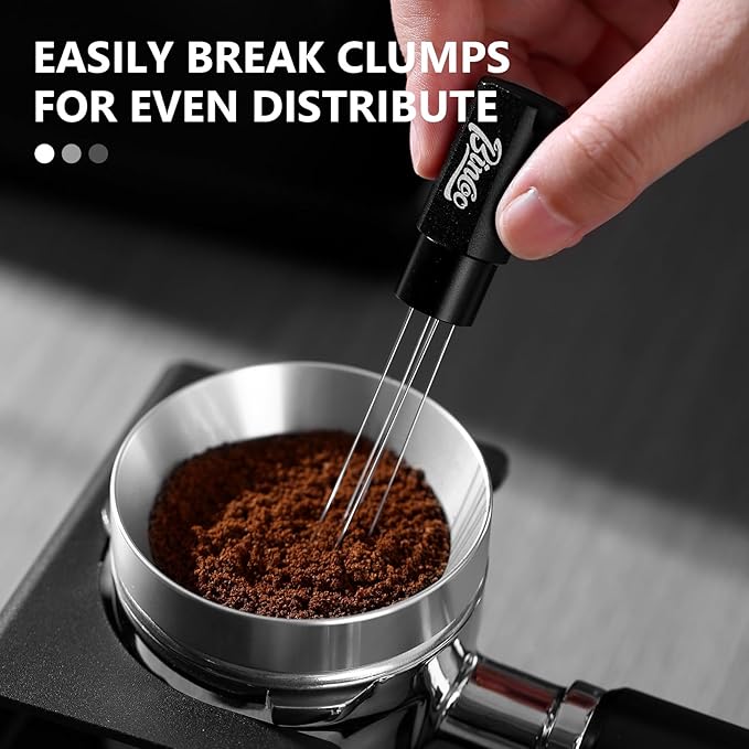 WDT Tool with Strong Magnetic - WDT Espresso Distribution Tool with 6 Stainless Steel Needles,Coffee Stirrer Tool for Barista (Black)