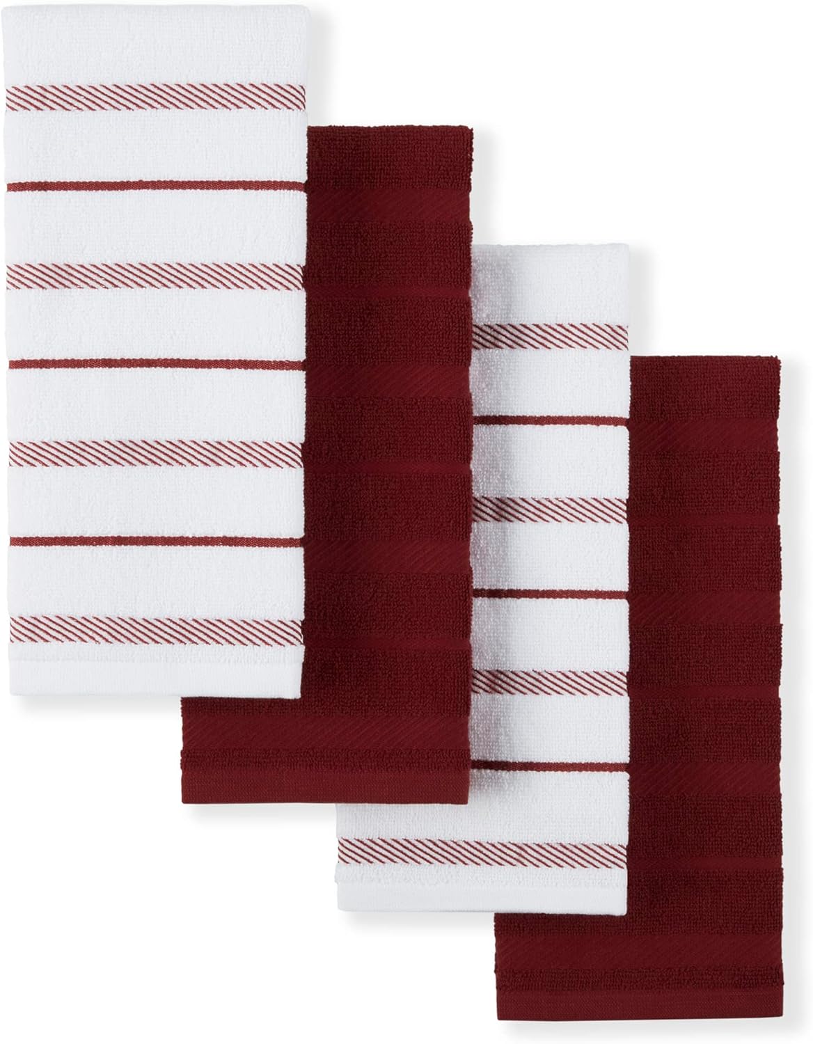 KitchenAid Albany Kitchen Towel 4-Pack Set, Milkshake Tan/White, 16"x26"