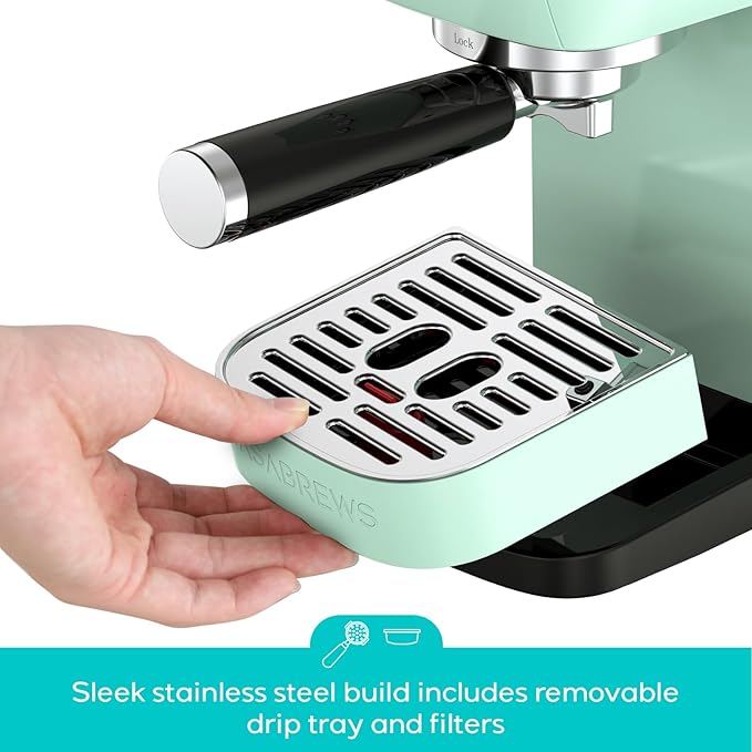 CASABREWS 3700 Essential Espresso Machine 20 Bar, Compact Coffee Maker with Steam Frother for Cappuccino, Latte, 43.9oz Water Tank, Gift for Coffee Lovers, Pastel Green