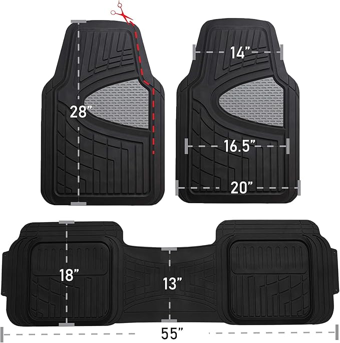 FH Group F11511 Trimmable Heavy Duty Tall Channel Floor Mats (Red) Full Set with Gift - Universal Fit for Cars Trucks and SUVs