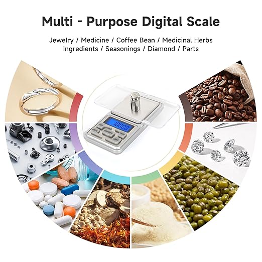 Compact Digital Pocket Scale, Stainless Steel Panel 500g 0.01 Gram Accuracy Portable Kitchen Digital Scale with LCD Display for Food Jewelry Weighing Cooking Baking Coffee Handmade