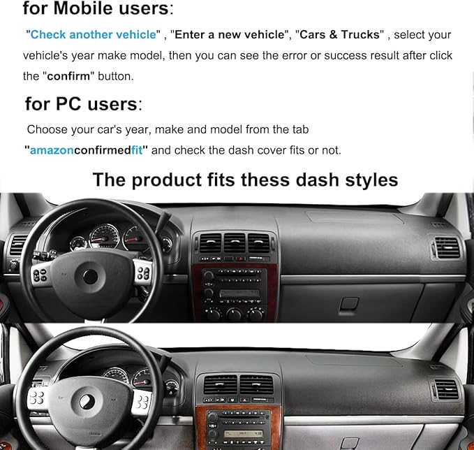 Dash Cover Mat Custom Fit for Chevy Chevrolet Uplander, Pontiac Montana, Buick Terraza, Saturn Relay (Black) K202