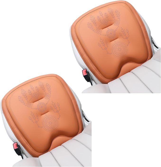 Comfort Dreamcatcher Car Seat Cushion Non-Slip - Relaxing, Optimal Support & Posture for Long Drive (Front Seats (Cognac Brown))