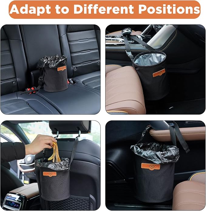 SURDOCA Foldable Garbage Can, Waterproof Car Trash Bin, Car Organizers and Storage, Portable Hanging Trash Bag