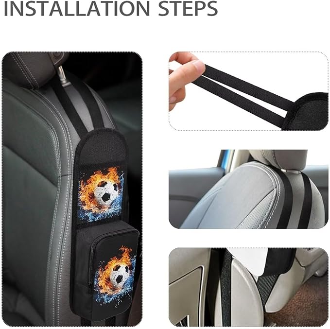 Soccer Ball Car Seat Side Organizer,Foldable Auto Seat Storage Hanging Bag Multifunction Front Seat Storage Pocket for Phone Wallet Glasses Keys