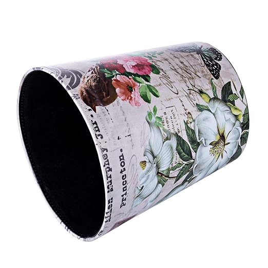 10L/2.64 Gallon Trash Can, Decorative Waste Basket, PU Leather Waste Paper Basket, Waterproof Garbage Can for Bathroom, Bedroom, Office, Kitchen and Living Room - Brown Bird