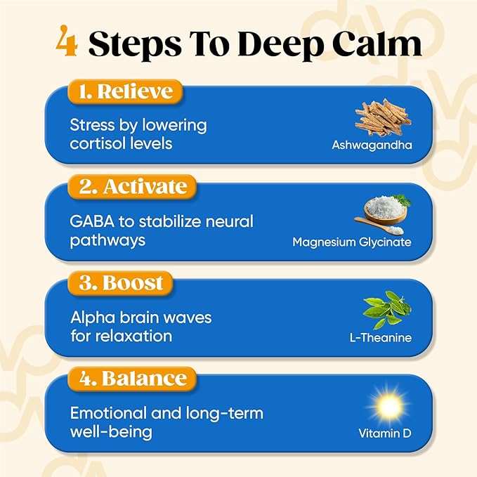 Venture Pal Calm Drink Mix, Cortisol Reducer and Sleep Aid with Magnesium Glycinate, Ashwagandha, L-Theanine,Vitamin D, Calm Magnesium Powder for Relax & Focus, No Sugar, Non GMO, Vegan & Gluten-Free