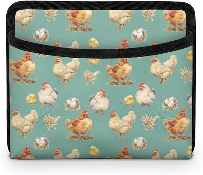Renewold Car Side Pocket Organizer, Eggs Chickens, Vehicle Storage Pouch for Seat Door Console Window, Auto Seat Gap Filler Bag Accessories, Notes Sunglasses Cell Phone Holder Tray, Universal Small