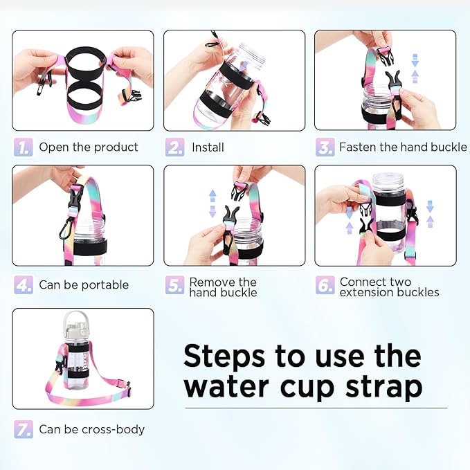 EasyAcc Water Bottle Holder Strap Sling, for Owala FreeSip 24 32 40 oz, Hydro Flask, Cirkul, Yeti, Stanley Flip, Universal Water Bottles, with Carabiner, for Walking Curise Travel (Bottle Excluded)