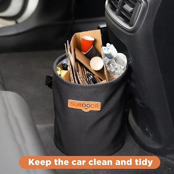 SURDOCA Foldable Garbage Can, Waterproof Car Trash Bin, Car Organizers and Storage, Portable Hanging Trash Bag
