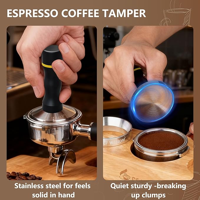 Espresso Accessories Kit, 2-in-1 Espresso Tamper and WDT Tool, 51mm Coffee Tamper with 304 Stainless Steel Needles, Espresso Accessories Gift for Home Baristas
