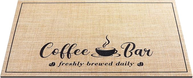 Absorbent Coffee Mat, Fashion Dish Drying Mat for Kitchen Counter Coffee Bar Accessories Espresso Machine Dish Rack 16" x 24" Beige