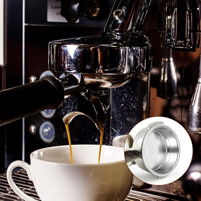 Stainless Steel Coffee Filter, 51mm Pressurized Espresso Filter Basket for Portafilter Machines Espresso Machine Parts Compatible with Coffee Machines with A 51mm Portafilter(2 Cups Capacity)