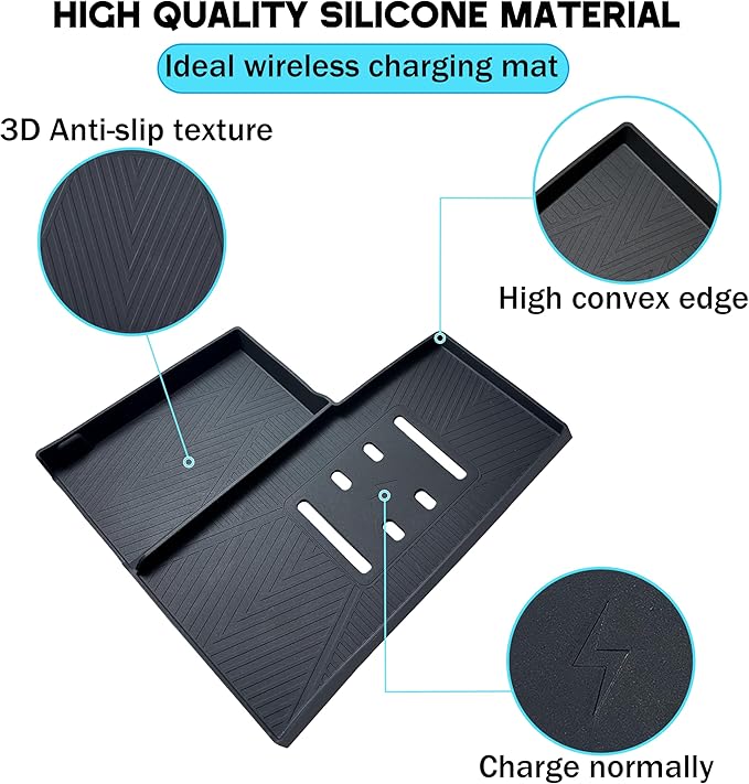 Wireless Charging Pad for Kia Sorento Accessories 2021-2023 2024 2025 2026 Center Console Wireless Charger Protective Mat Anti-Slip Cover Pad Heat Insulation Silicone Easy to Clean Interior Black