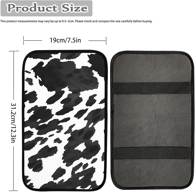Cow Print Armrest Cover for Car,Soft Car Center Console Cover,Universal Cars Interior Accessories for Women