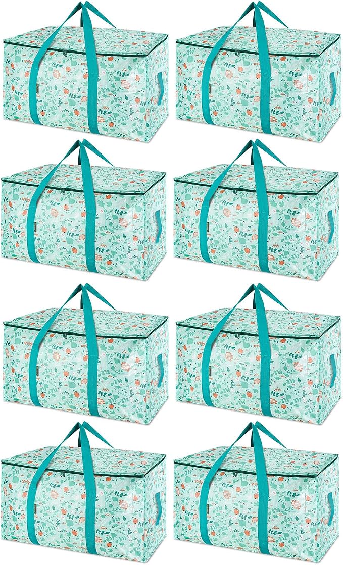 BALEINE 8-Pack Oversized Moving Bags with Reinforced Handles, Heavy-Duty Storage Tote for Clothes, Moving Supplies (Spring Stroll, 8-Pack)