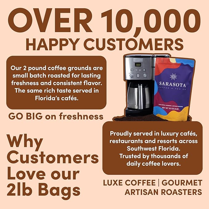2 lb Caramel Ground Coffee | Caramel Flavored Coffee Medium Roast | Bulk Sweet Smooth Flavored Ground | Specialty Grade | 32 oz