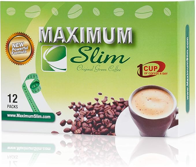 Maximum Slim Original Green Coffee –Premium 4-in-1 Formula with Natural Herbal Extracts for Energy & Vitality. Creamy & Delicious for Maximum Satisfaction. No Messy Side Effects-Made in The USA-12 Ct