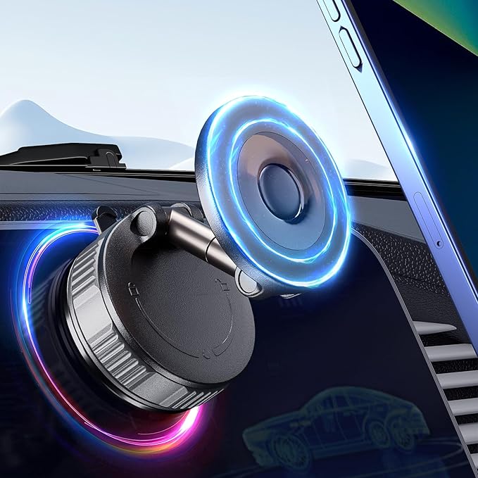 Upgraded Vacuum Magnetic Phone Holder For Car,360° Adjustable Suction Cup Phone Mount For Magsafe,92lbs Foldable Cellphone Holder For Car/Gym/Mirror/Kitchen With Iphone Android And All Smartphones