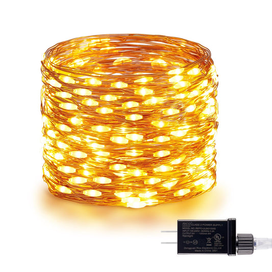 Minetom 200 LED Fairy Lights, Warm White Copper Wire, Indoor Outdoor Decoration, 66FT String Lights for Christmas, Wedding, Party