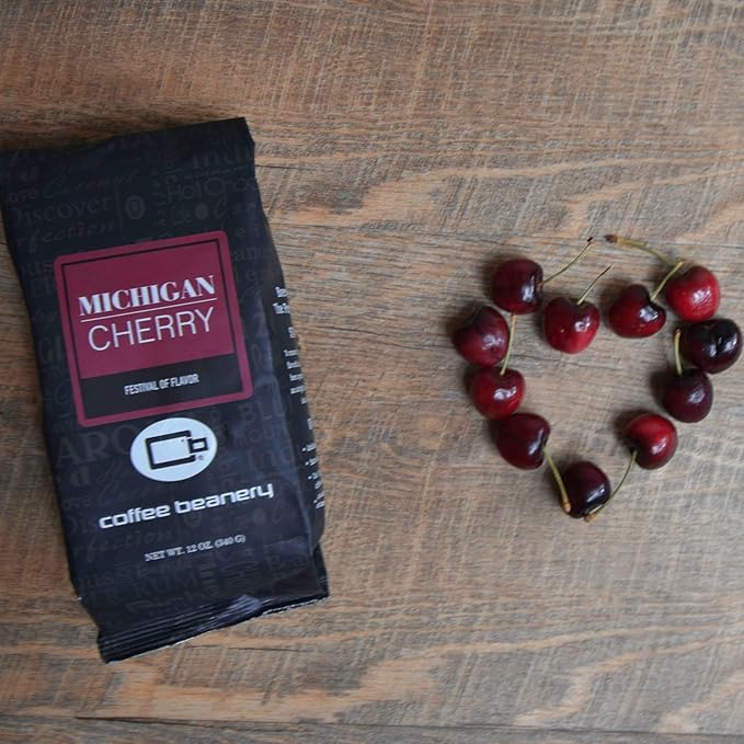 Half Caff Michigan Cherry Flavored Coffee | 12oz Ground | 100% Specialty Arabica