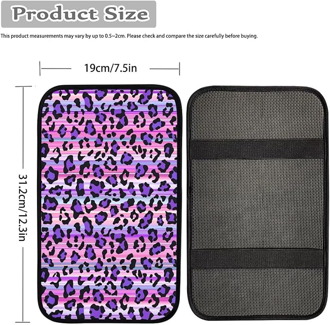 Blue Leopard Print Car Center Console Cover Blue Cheetah Armrest Cover Pad Protector Decor SUV Truck Vehicle Center Console Pad Leopard Automotive Interior Accessories=