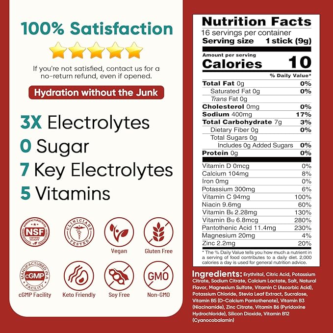 Venture Pal Sugar Free Electrolyte Powder Packets - Liquid Daily IV Drink Mix for Rapid Hydration & Party Recovery | 5 Vitamins & 7 Electrolytes| Keto Friendly | Non-GMO | Certified Vegan | 16 Sticks