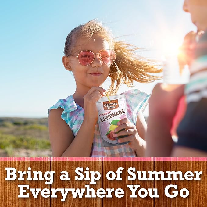 Country Time Strawberry Lemonade Ready to Drink Flavored Drink Pouches, 40 ct Pack, 4 Boxes of 10 Drink Pouches
