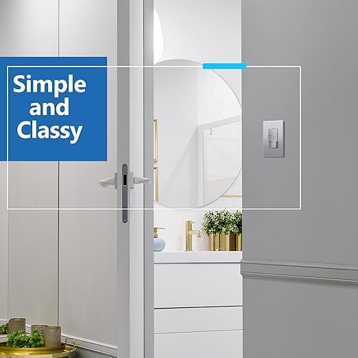 LIDER Minimalist Design Matte Finish Lighted Triple Switch with Screwless Wall Plate, Combination Frameless Decorator Switch with Locator Light, Ground Terminal Single Pole 15A 120V, UL Listed, Silver