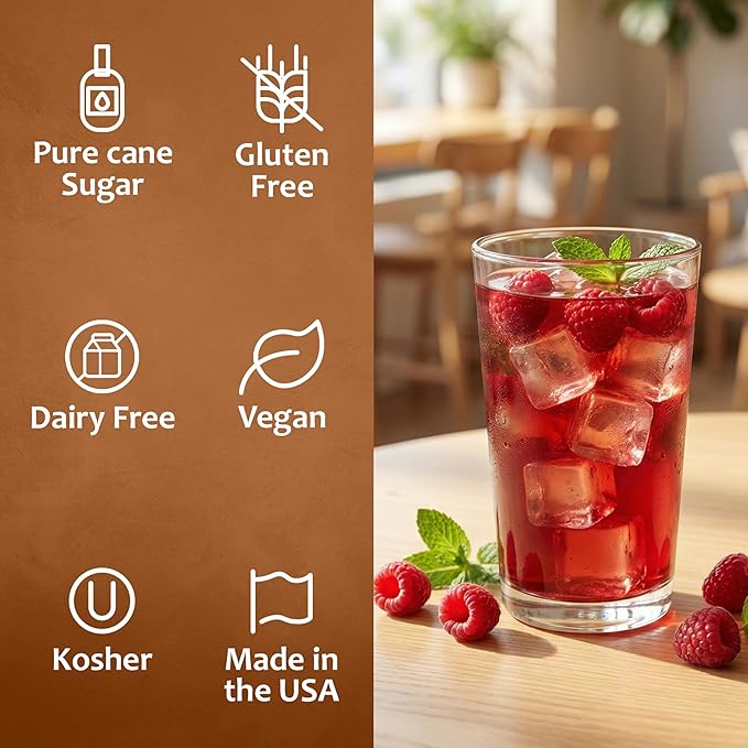 Syruvia Raspberry Tea Flavored Syrup for Drinks, Cocktails, Lemonades, Iced Teas and Desserts – 25.4 fl oz, With Pump