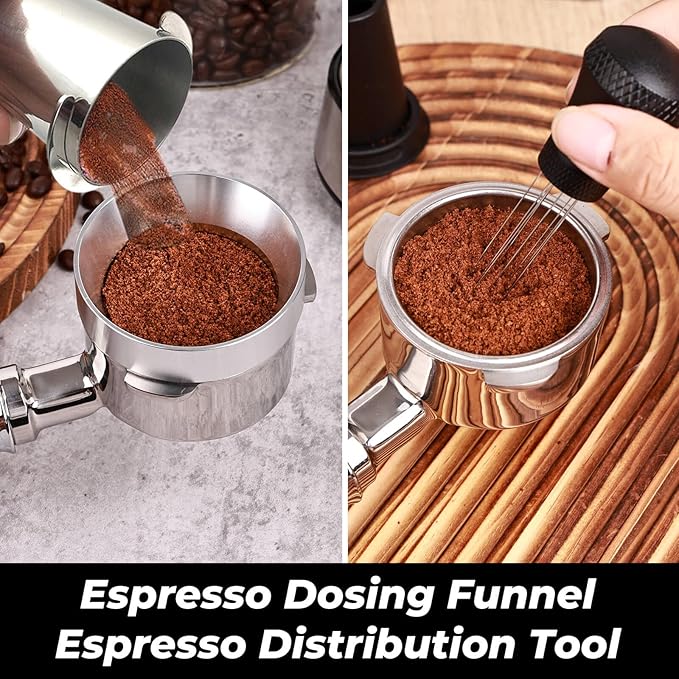 51mm Bottomless Portafilter 3 Ears Compatible for CASABREWS CM5418 and 3700 Essential, Gevi 51mm 3 Ears, Mr. Coffee Espresso, Includes Puck Screen, WDT Tool, Dosing Funnel, Double Shot Filter Basket